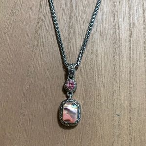 Mother of pearl and pink stone necklace